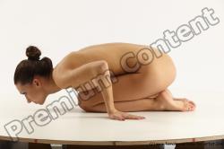 Nude Gymnastic poses Woman White Slim long brown Multi angle poses Pinup